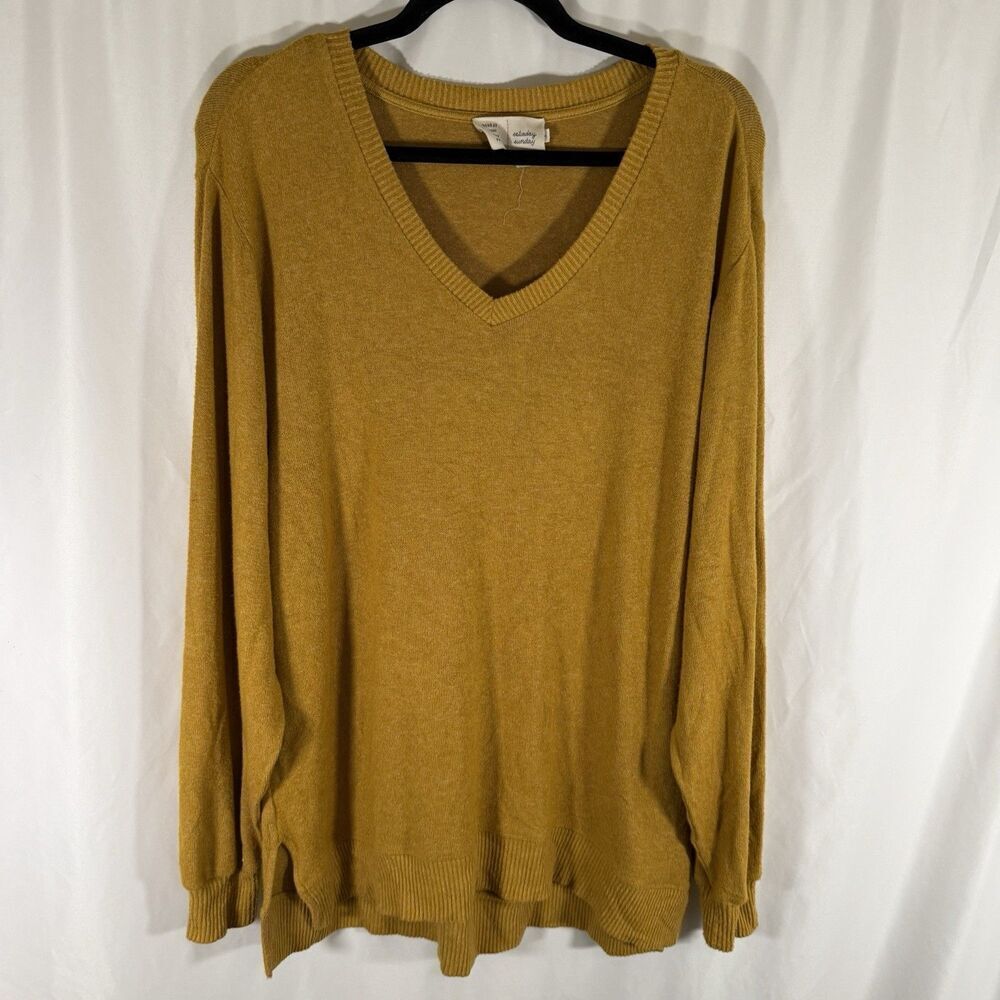 Saturday Sunday Anthropologie Sweater Women's Medium Mustard Yellow Vneck